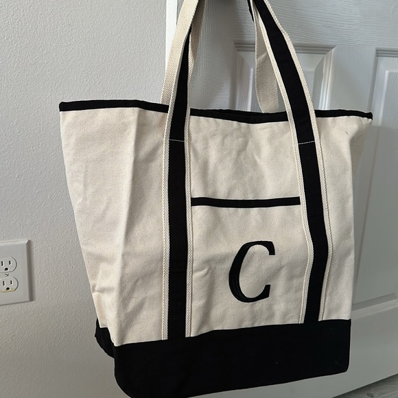 Black and White Canvas Tote Bag - Picture 3 of 3
